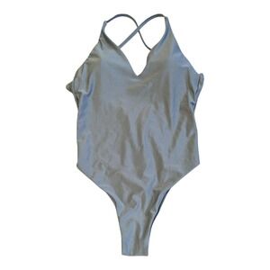 S-10 Women's Metallic Plunge Cheeky One‎ Piece Swimsuit Shade & Shore - Blue S